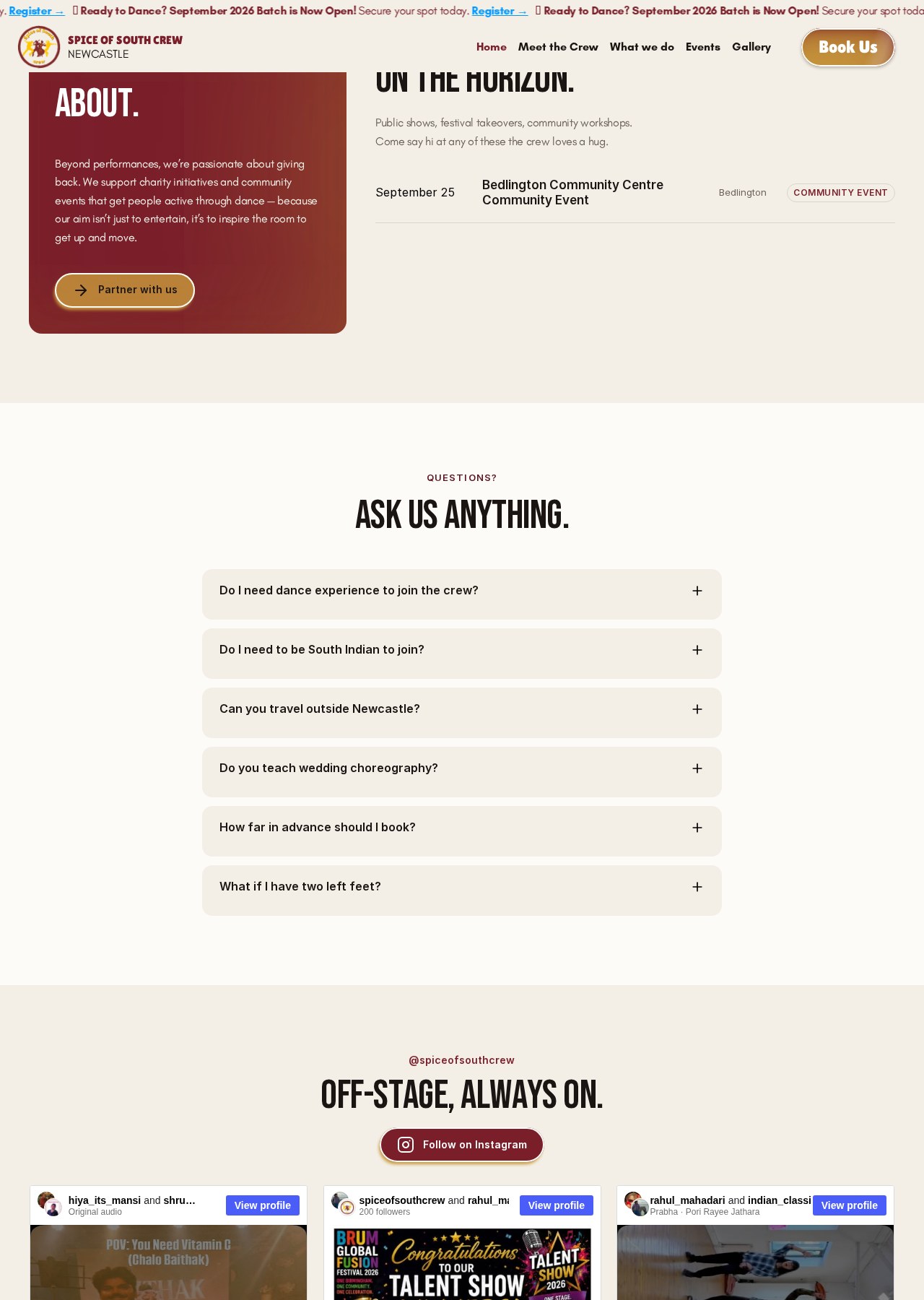 Spice of South Crew — Fast enquiry footer
